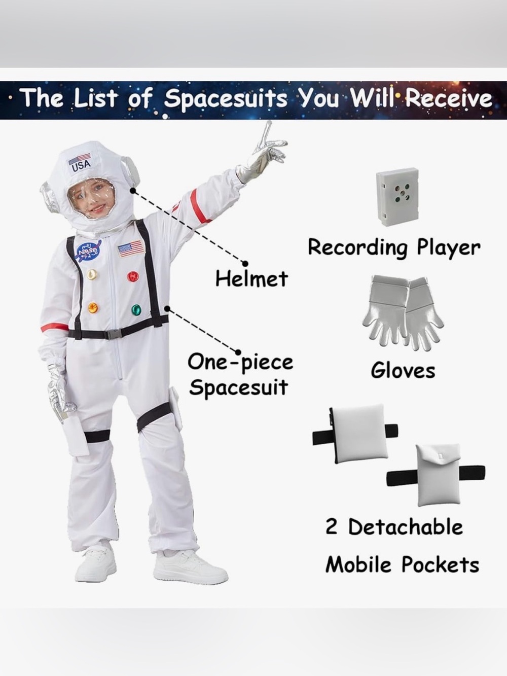 Langxun Kids Astronaut Costume - Picture 2 of 6